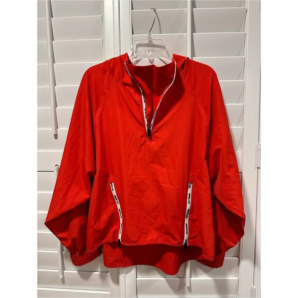 IVY PARK Red Hooded Windbreaker Pullover Jacket S Oversized Zip Pocket Athletic